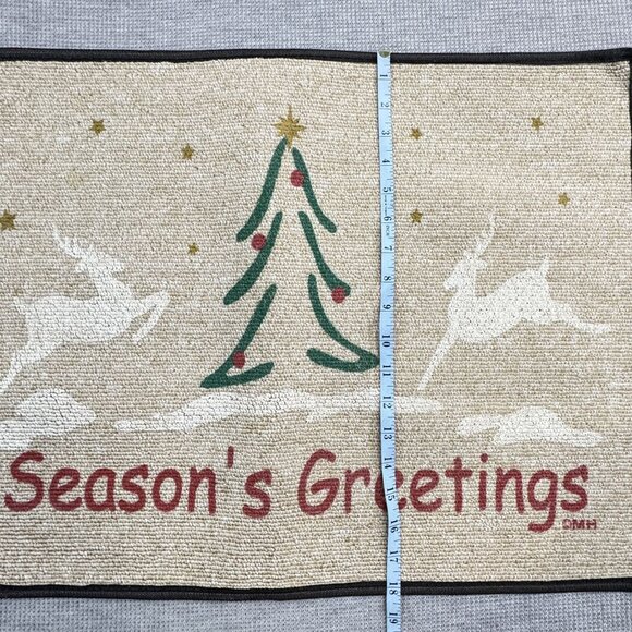 Holiday Doormat18"x24" Reindeer Christmas Tree Season's Greetings Non-Slip - Picture 7 of 8